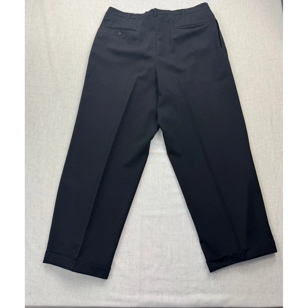 Nino Cerruti Feathergab Mens Black 100% Wool 2 Piece Suit Blazer‎ Trousers VTG